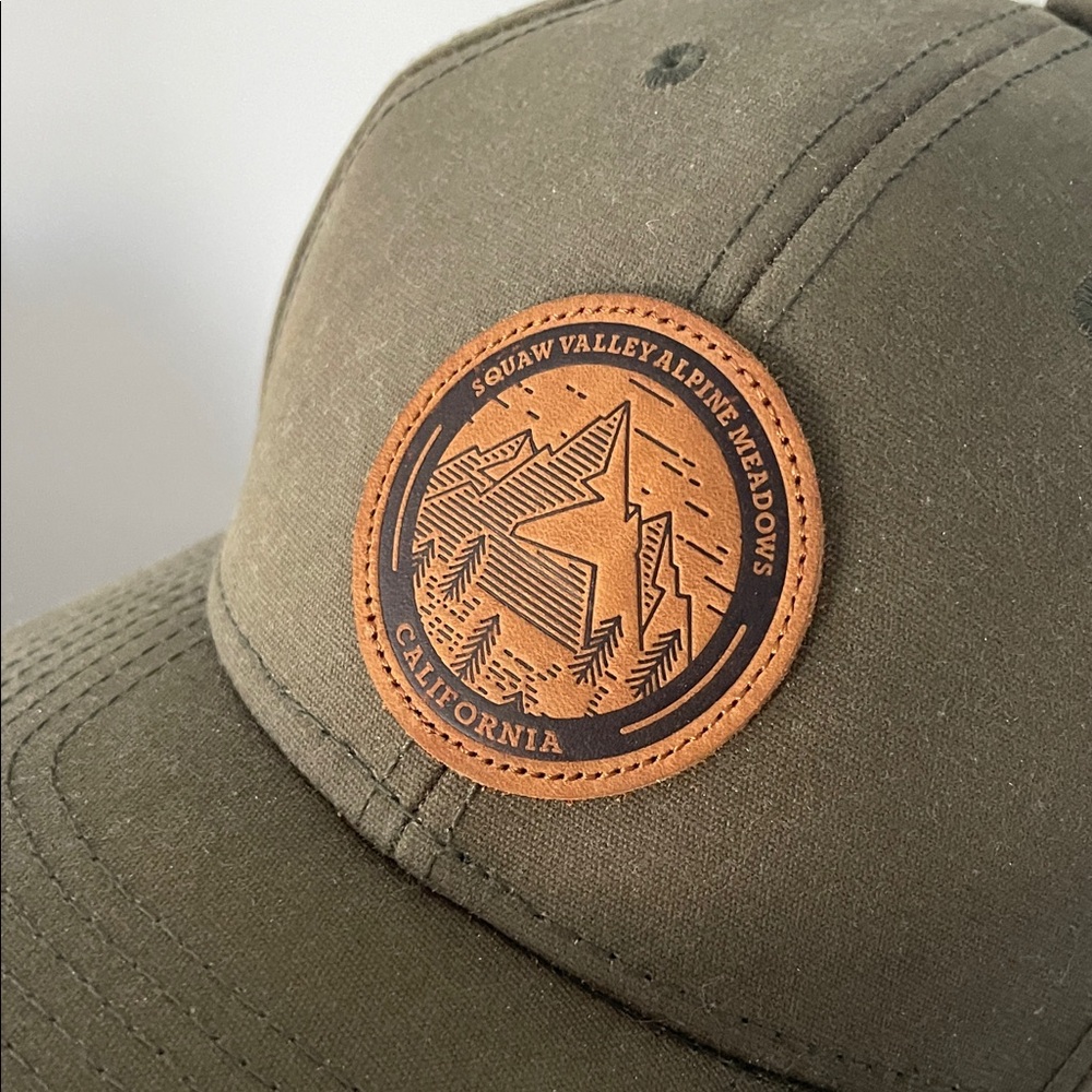 Olive Green Leather Patch Squaw Valley Hat - Picture 4 of 6